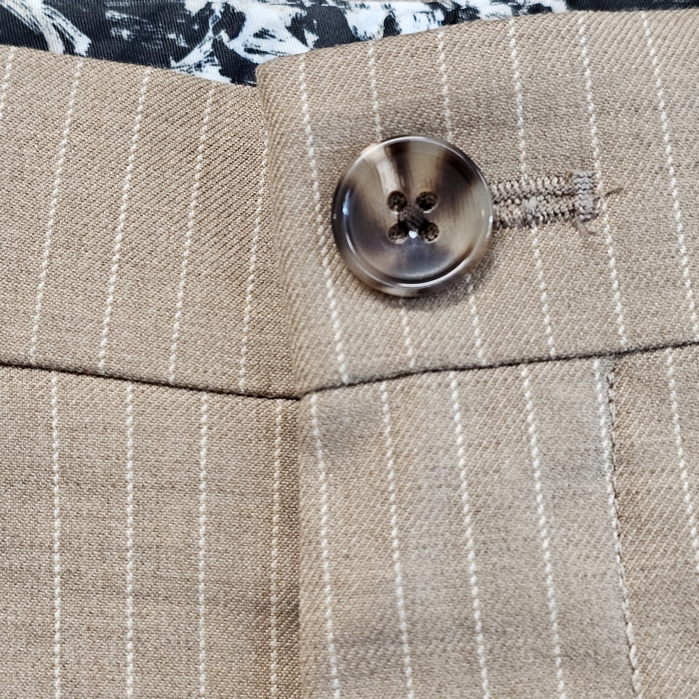 Murano Big & Tall Man Dress Pants Zac Pleated Brown Pinstriped 44x30 - Picture 3 of 13